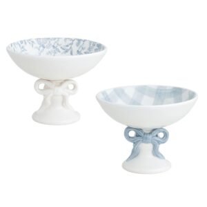 Marble Pattern Pedestal Bowl Set